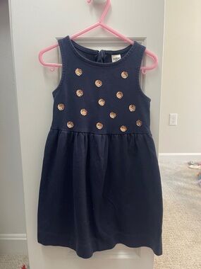 OshKosh B'gosh Navy Dress with Gold Sequin Dots